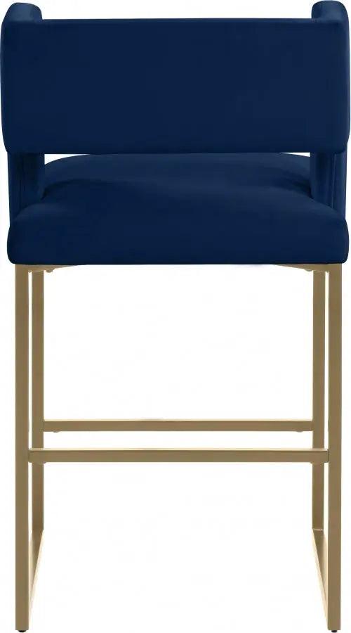 Meridian Furniture - Caleb Velvet Counter Stool Set Of 2 In Navy - 969Navy-C - ATL FURNITURE