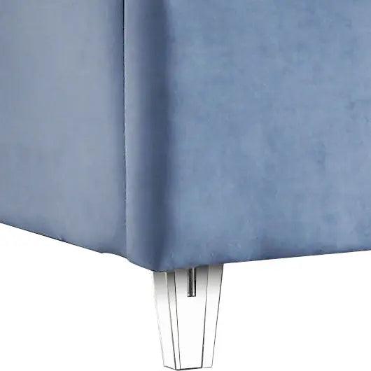 Candace Velvet Queen Bed In Sky Blue - ATL FURNITURE