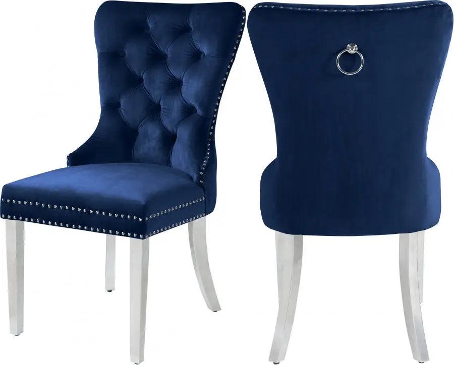 Meridian Furniture - Carmen Dining Chair In Navy (Set Of 2) - 743Navy-C - ATL FURNITURE