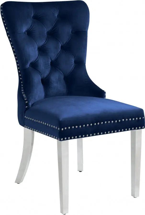 Meridian Furniture - Carmen Dining Chair In Navy (Set Of 2) - 743Navy-C - ATL FURNITURE