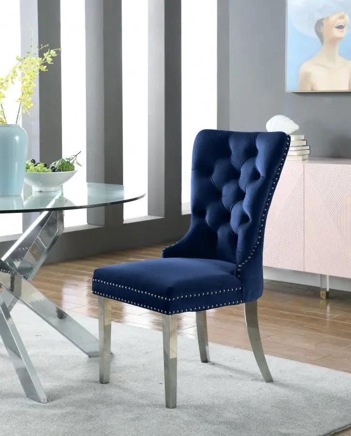 Meridian Furniture - Carmen Dining Chair In Navy (Set Of 2) - 743Navy-C - ATL FURNITURE