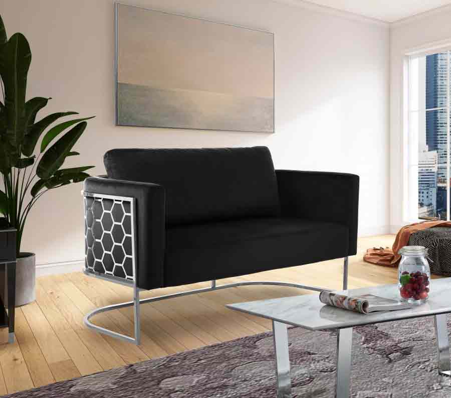 Casa 3 Piece Living Room Set In Black - ATL FURNITURE