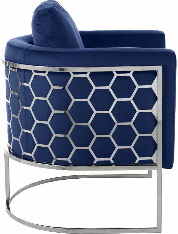 Casa 3 Piece Living Room Set In Navy - ATL FURNITURE