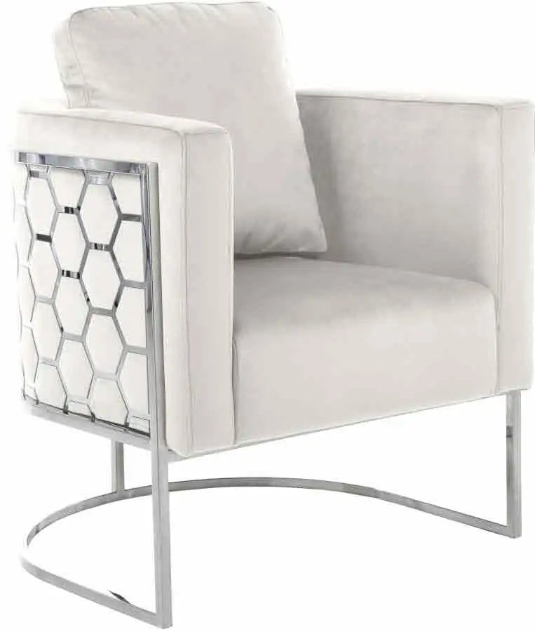 Casa Velvet Chair In Cream - ATL FURNITURE