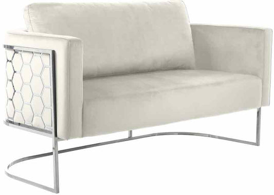 Casa Velvet Loveseat In Cream - ATL FURNITURE