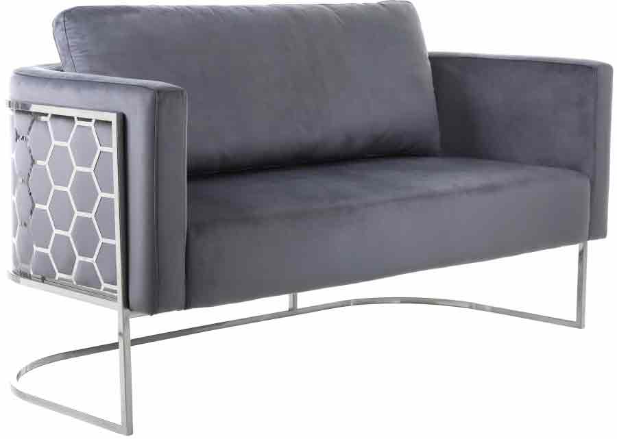 Casa Velvet Loveseat In Grey - ATL FURNITURE