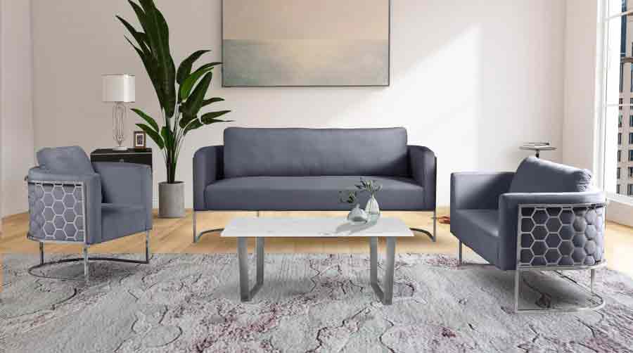 Casa Velvet Loveseat In Grey - ATL FURNITURE