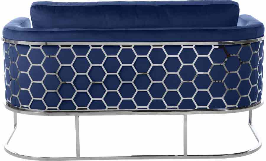 Casa Velvet Loveseat In Navy - ATL FURNITURE