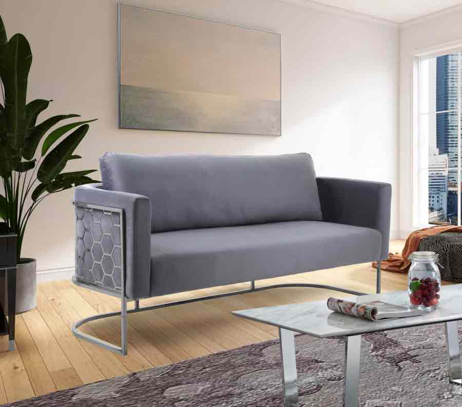 Casa Velvet Sofa In Grey - ATL FURNITURE