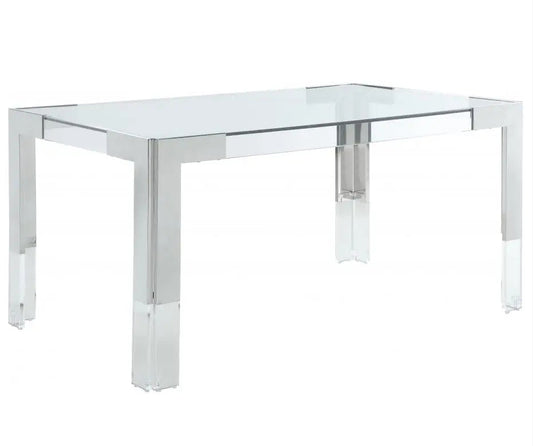 Casper Dining Table Acrylic And Chrome - ATL FURNITURE