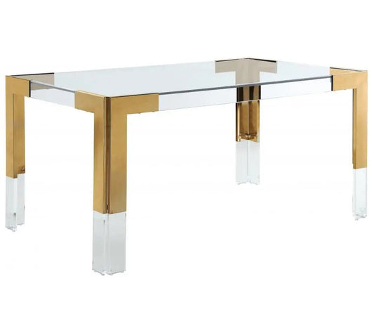 Casper Dining Table Acrylic And Gold - ATL FURNITURE