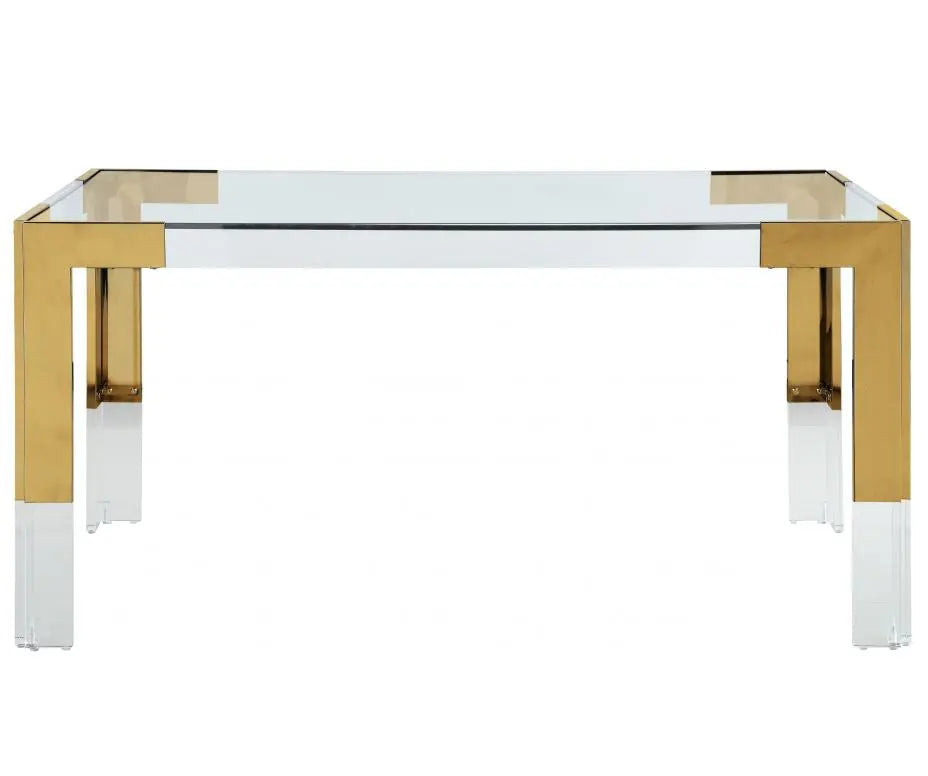 Casper Dining Table Acrylic And Gold - ATL FURNITURE