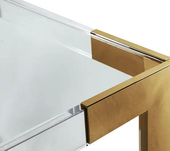 Casper Dining Table Acrylic And Gold - ATL FURNITURE