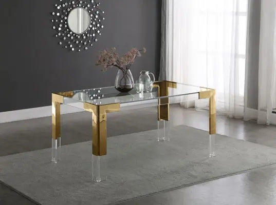 Casper Dining Table Acrylic And Gold - ATL FURNITURE