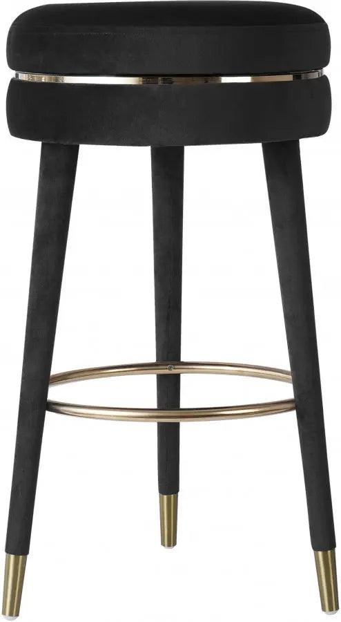 Meridian Furniture - Coral Velvet Swivel Bar Stool In Black - 702Black-C - ATL FURNITURE