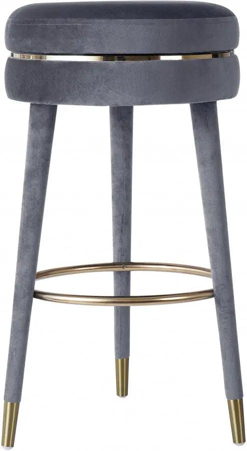 Meridian Furniture - Coral Velvet Swivel Bar Stool In Grey - 702Grey-C - ATL FURNITURE