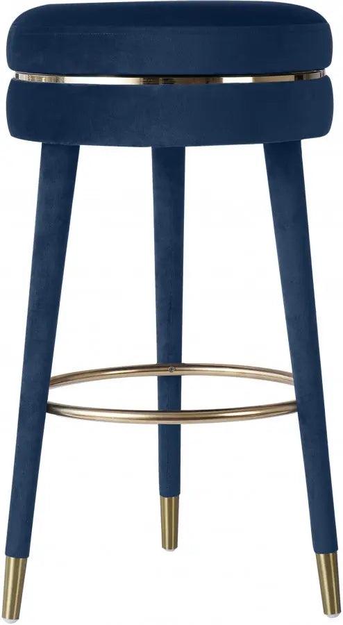 Meridian Furniture - Coral Velvet Swivel Bar Stool In Navy - 702Navy-C - ATL FURNITURE