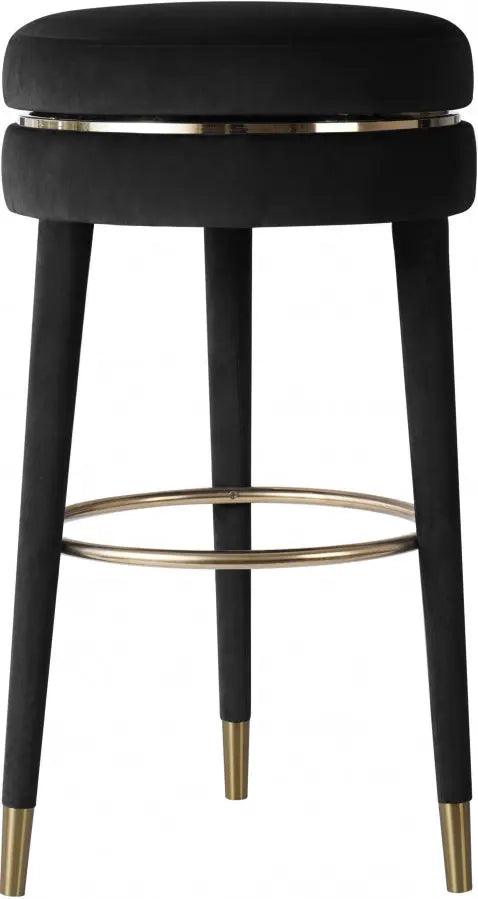 Meridian Furniture - Coral Velvet Swivel Counter Stool In Black - 701Black-C - ATL FURNITURE