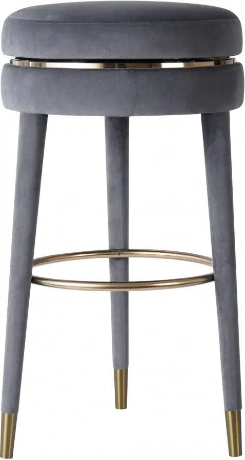 Meridian Furniture - Coral Velvet Swivel Counter Stool In Grey - 701Grey-C - ATL FURNITURE