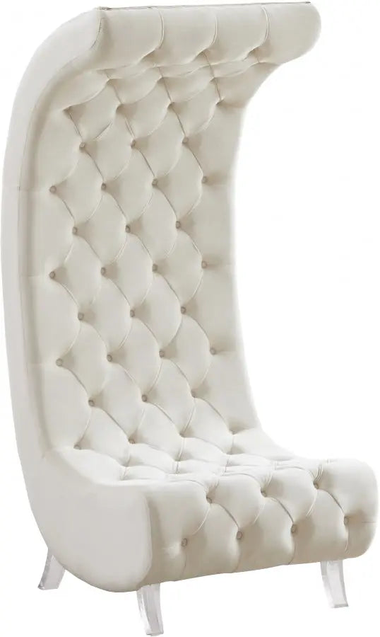 Meridian Furniture - Crescent Velvet Chair In Cream - 568Cream-C - ATL FURNITURE