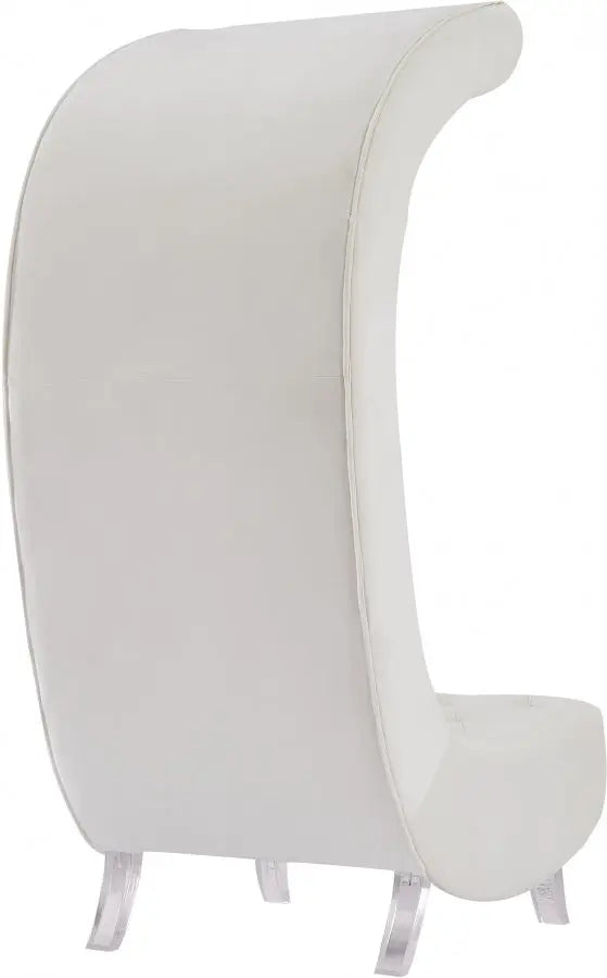 Meridian Furniture - Crescent Velvet Chair In Cream - 568Cream-C - ATL FURNITURE