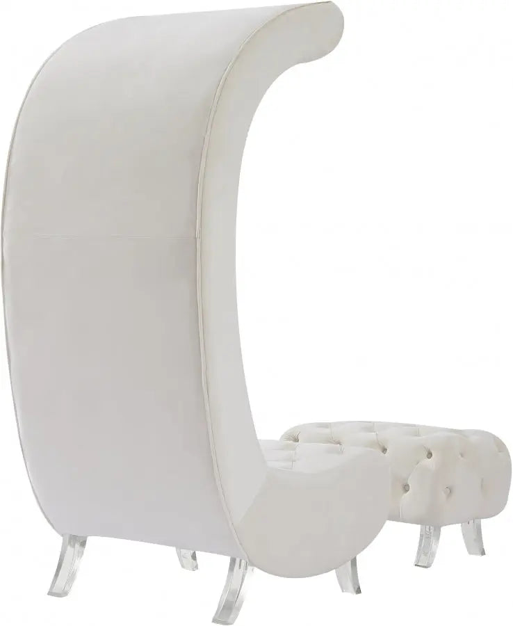 Meridian Furniture - Crescent Velvet Chair In Cream - 568Cream-C - ATL FURNITURE