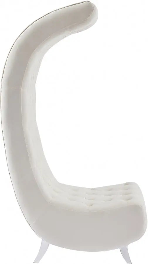 Meridian Furniture - Crescent Velvet Chair In Cream - 568Cream-C - ATL FURNITURE