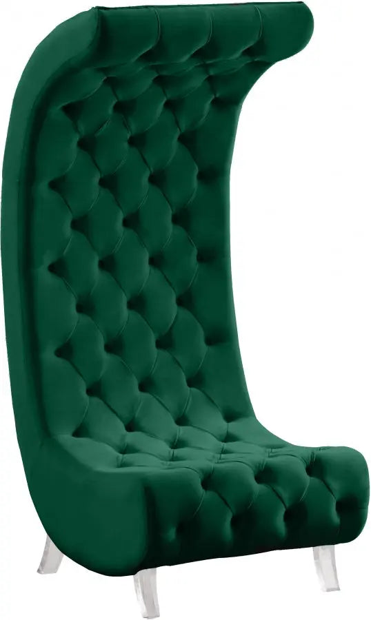 Meridian Furniture - Crescent Velvet Chair In Green - 568Green-C - ATL FURNITURE