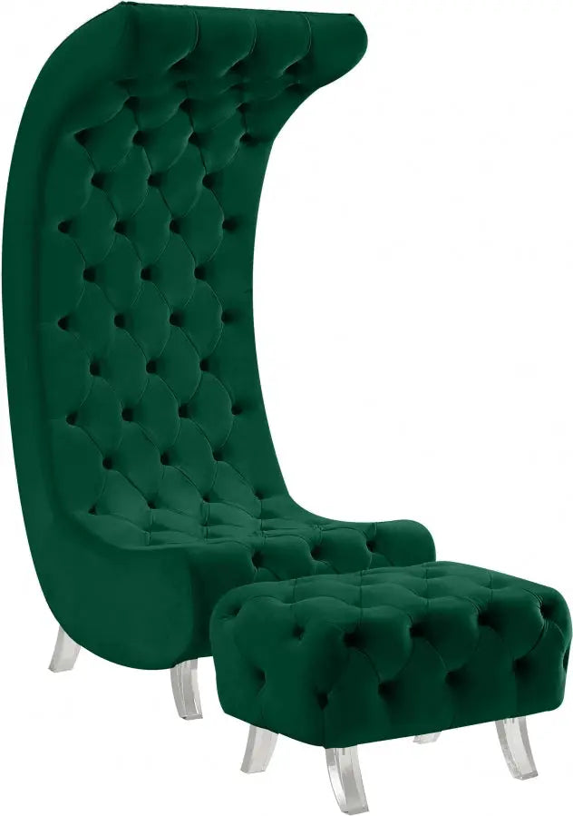 Meridian Furniture - Crescent Velvet Chair In Green - 568Green-C - ATL FURNITURE