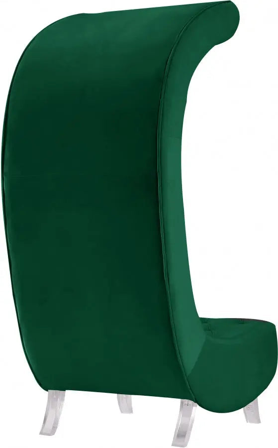 Meridian Furniture - Crescent Velvet Chair In Green - 568Green-C - ATL FURNITURE