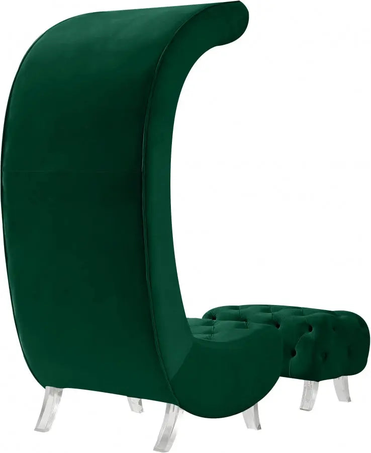 Meridian Furniture - Crescent Velvet Chair In Green - 568Green-C - ATL FURNITURE