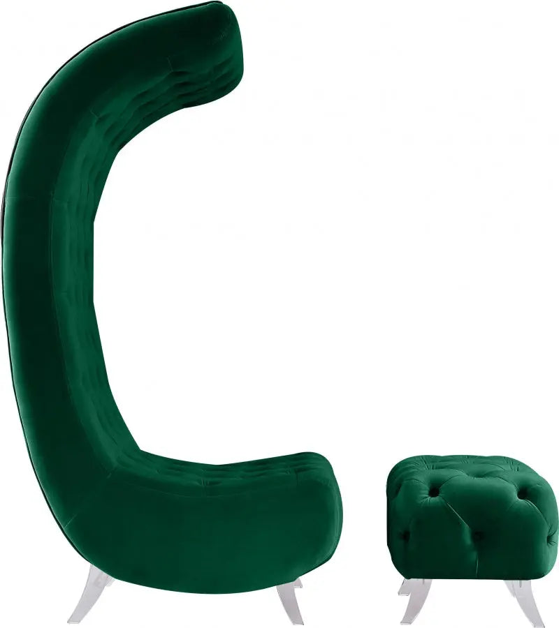 Meridian Furniture - Crescent Velvet Chair In Green - 568Green-C - ATL FURNITURE