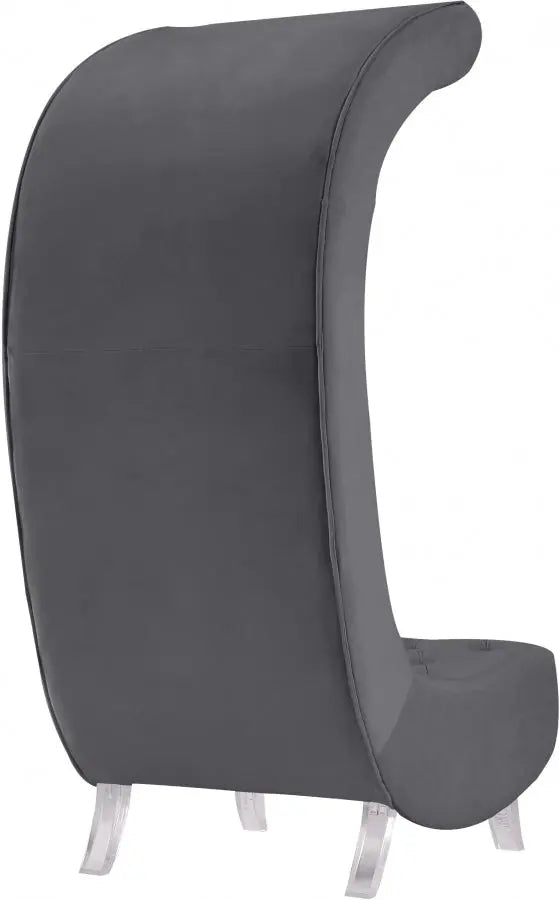 Meridian Furniture - Crescent Velvet Chair In Grey - 568Grey-C - ATL FURNITURE