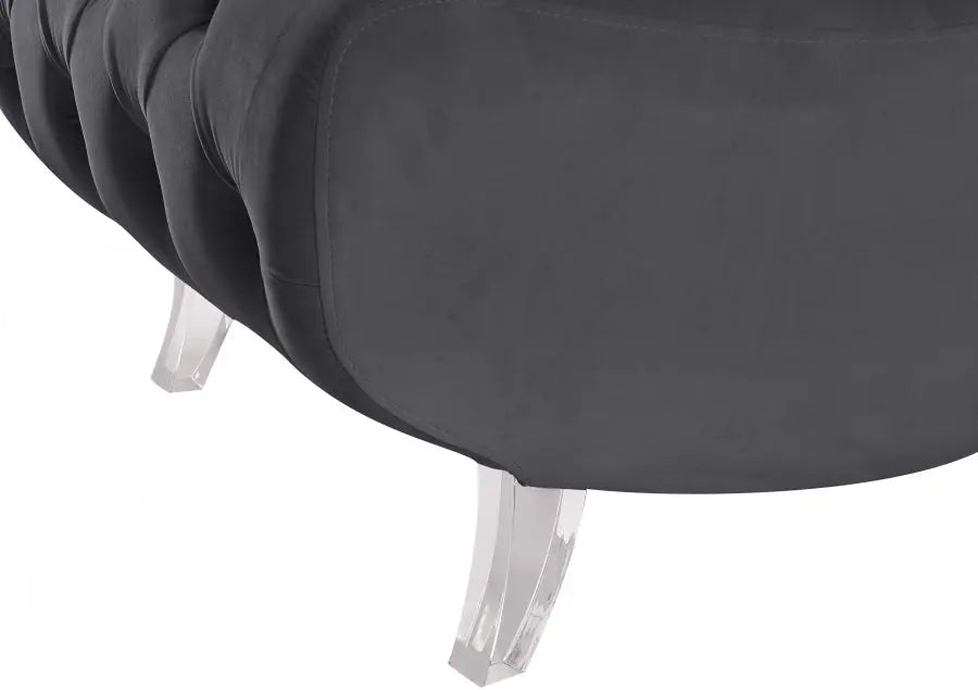 Meridian Furniture - Crescent Velvet Chair In Grey - 568Grey-C - ATL FURNITURE