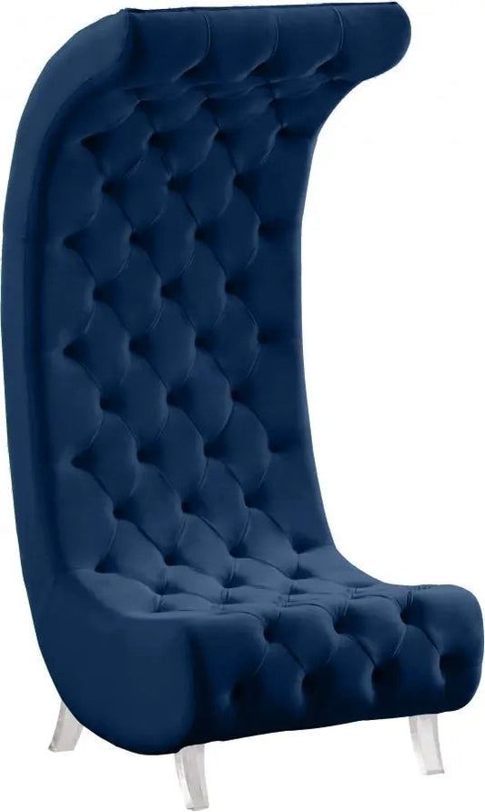 Meridian Furniture - Crescent Velvet Chair In Navy - 568Navy-C - ATL FURNITURE