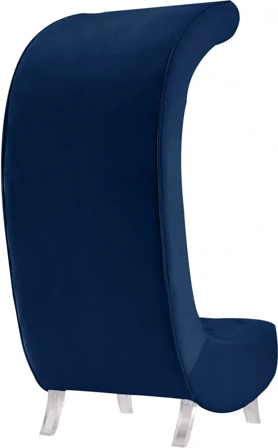 Meridian Furniture - Crescent Velvet Chair In Navy - 568Navy-C - ATL FURNITURE