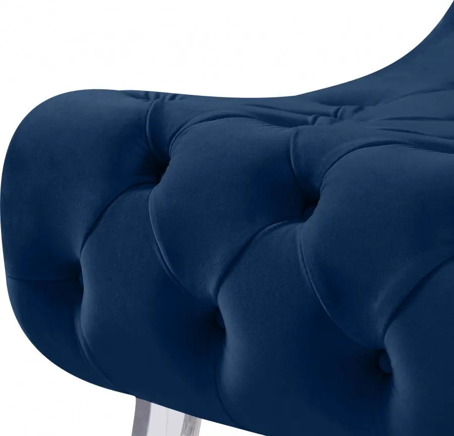 Meridian Furniture - Crescent Velvet Chair In Navy - 568Navy-C - ATL FURNITURE