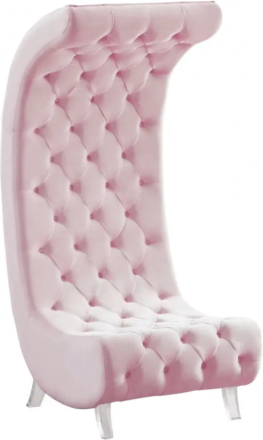 Meridian Furniture - Crescent Velvet Chair In Pink - 568Pink-C - ATL FURNITURE