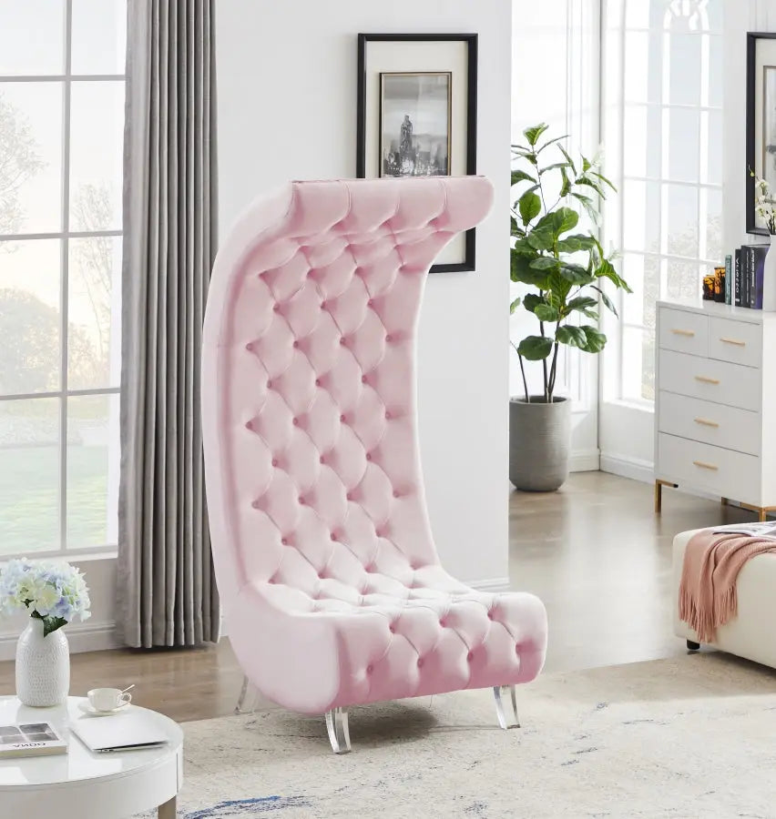 Meridian Furniture - Crescent Velvet Chair In Pink - 568Pink-C - ATL FURNITURE