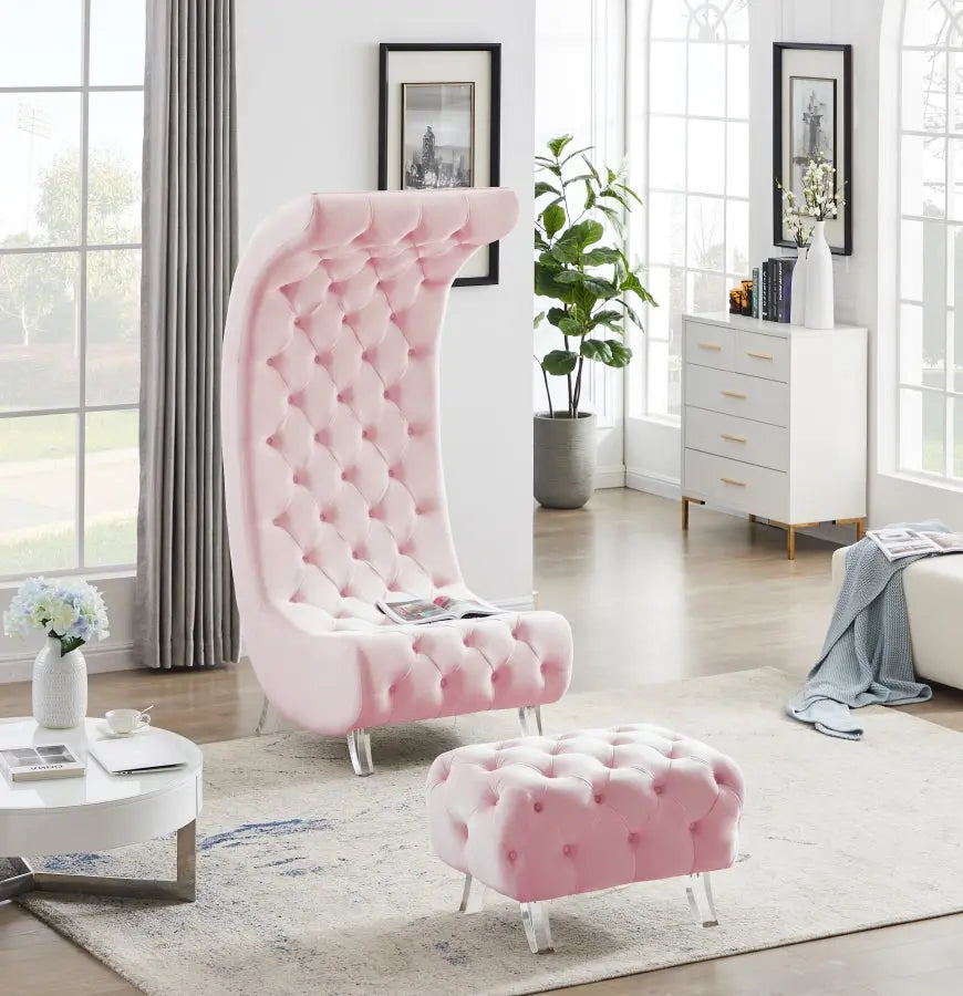 Meridian Furniture - Crescent Velvet Chair In Pink - 568Pink-C - ATL FURNITURE