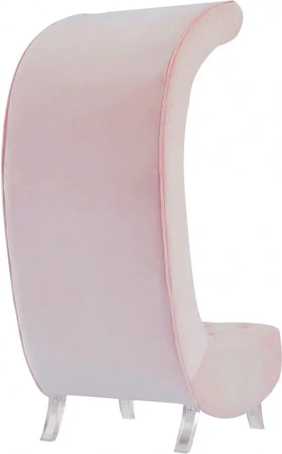 Meridian Furniture - Crescent Velvet Chair In Pink - 568Pink-C - ATL FURNITURE