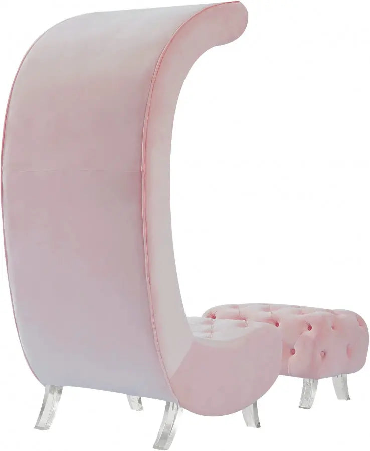 Meridian Furniture - Crescent Velvet Chair In Pink - 568Pink-C - ATL FURNITURE