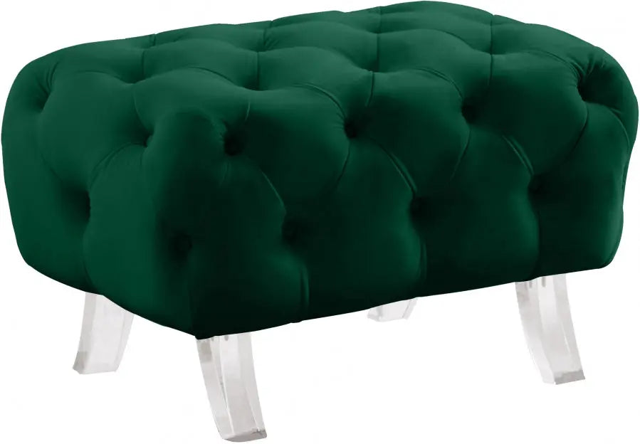 Meridian Furniture - Crescent Velvet Ottoman In Green - 568Green-Ott - ATL FURNITURE