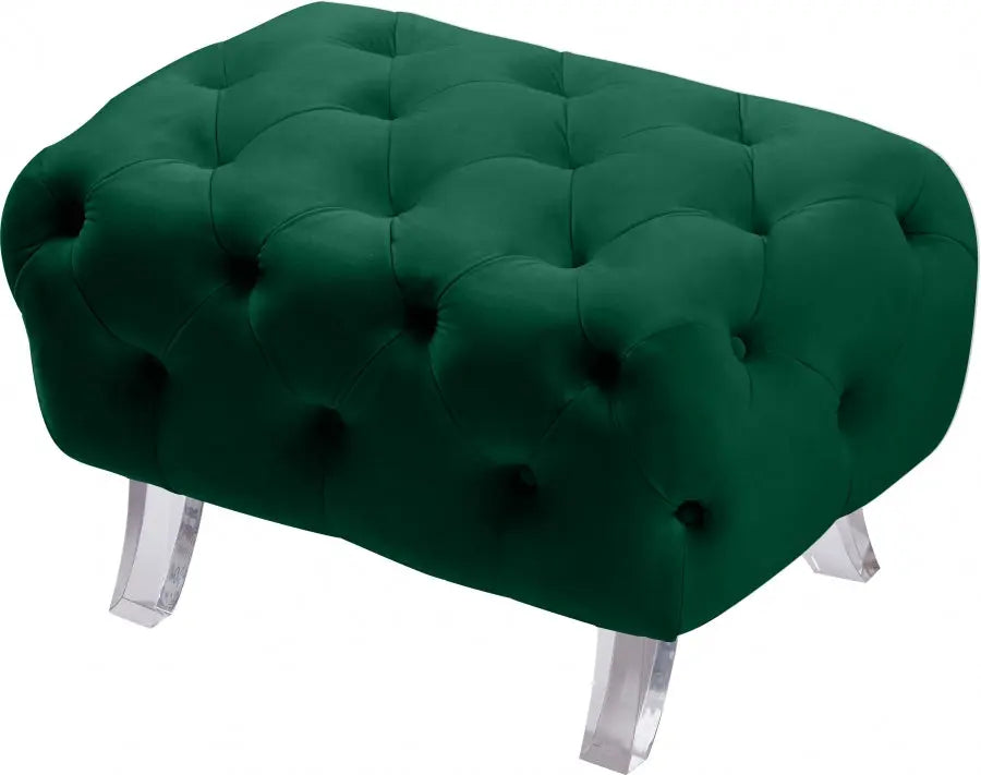 Meridian Furniture - Crescent Velvet Ottoman In Green - 568Green-Ott - ATL FURNITURE