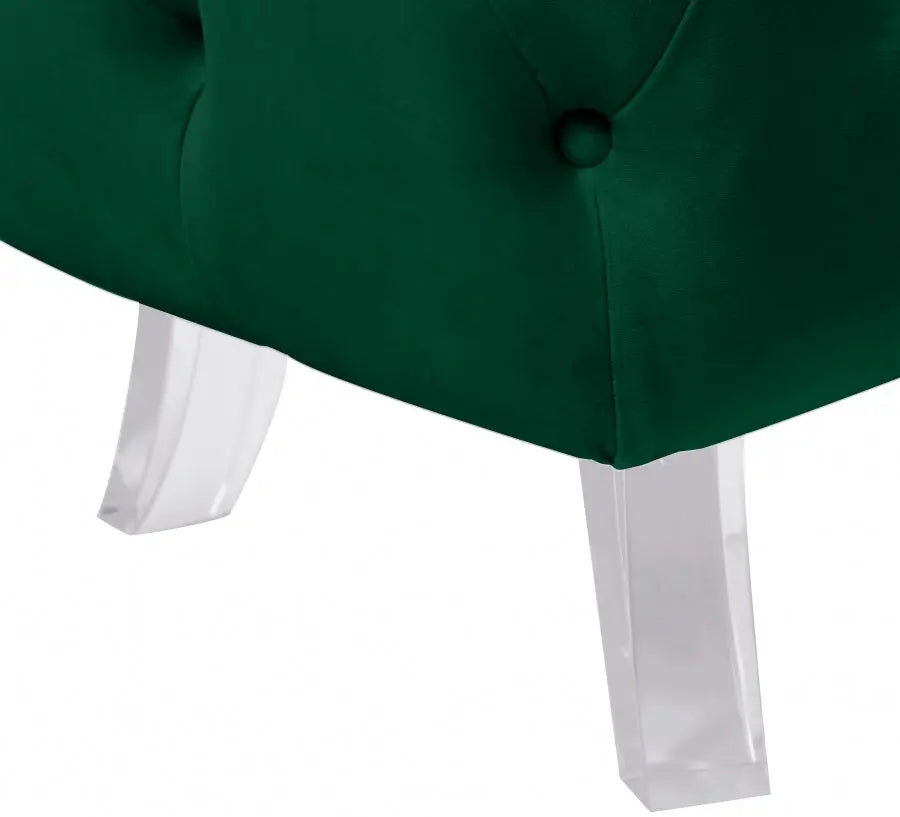 Meridian Furniture - Crescent Velvet Ottoman In Green - 568Green-Ott - ATL FURNITURE