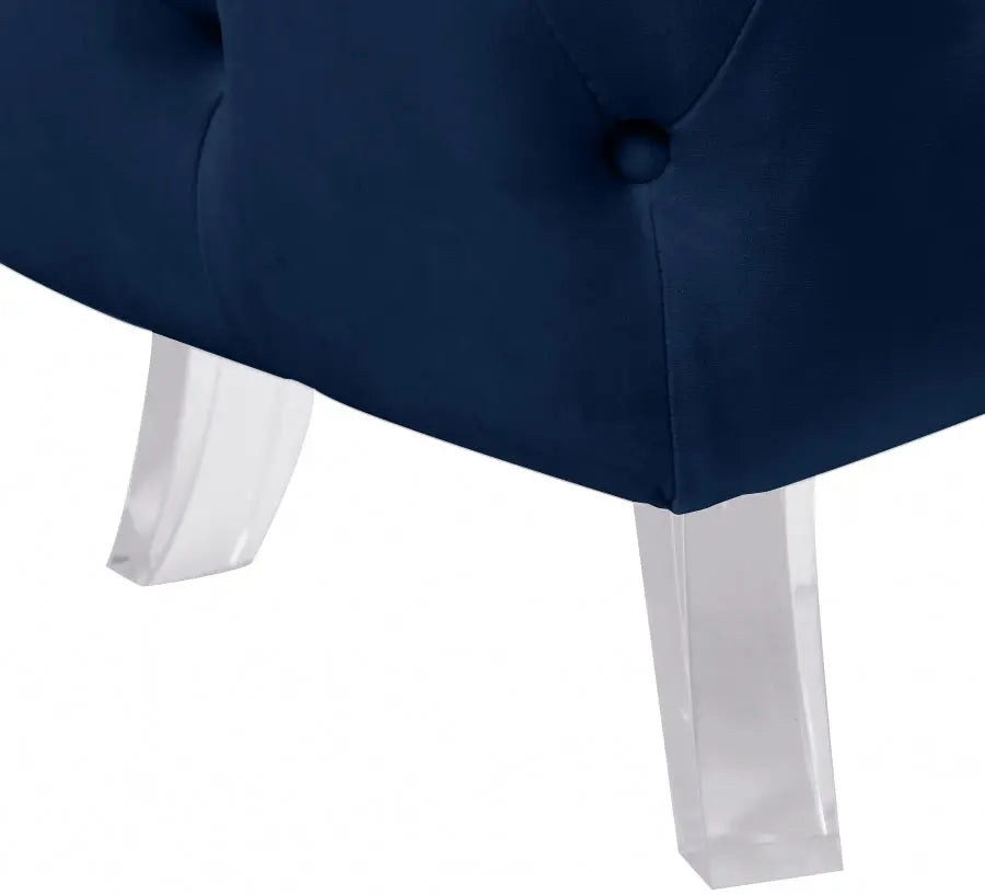 Meridian Furniture - Crescent Velvet Ottoman In Navy - 568Navy-Ott - ATL FURNITURE