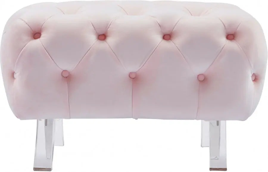 Meridian Furniture - Crescent Velvet Ottoman In Pink - 568Pink-Ott - ATL FURNITURE