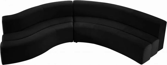 Curl Velvet 2 Piece Sectional In Black - ATL FURNITURE