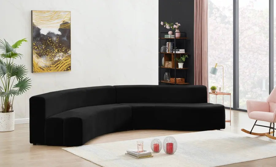 Curl Velvet 2 Piece Sectional In Black - ATL FURNITURE