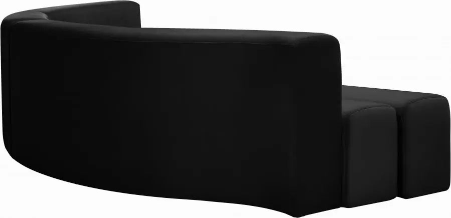 Curl Velvet 2 Piece Sectional In Black - ATL FURNITURE